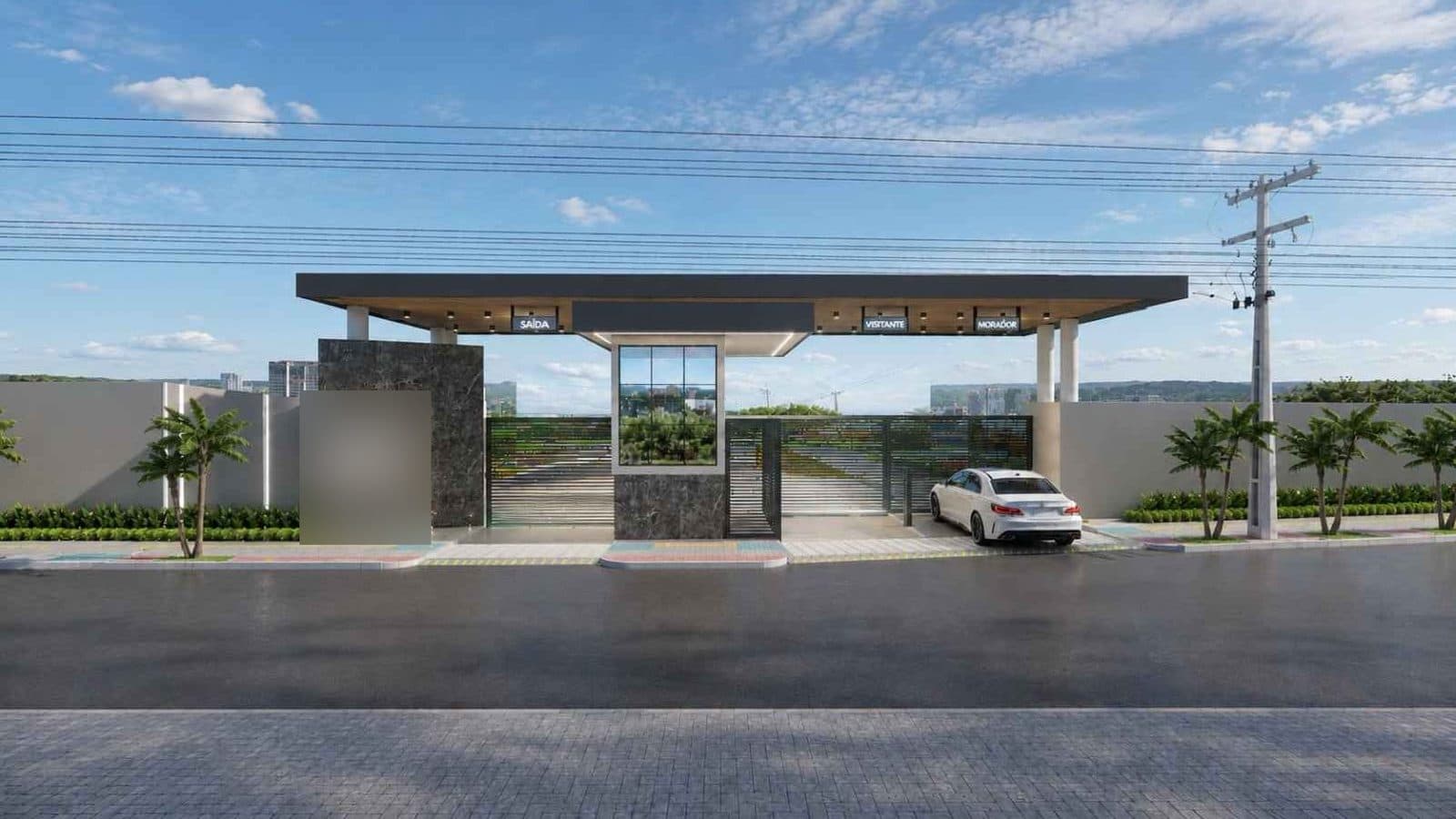 Vista frontal da portaria